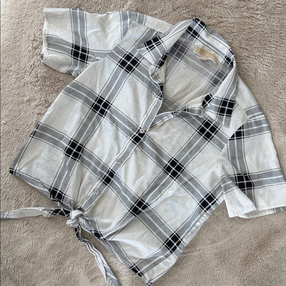 Michael Kors Black and White Checkered Shirt